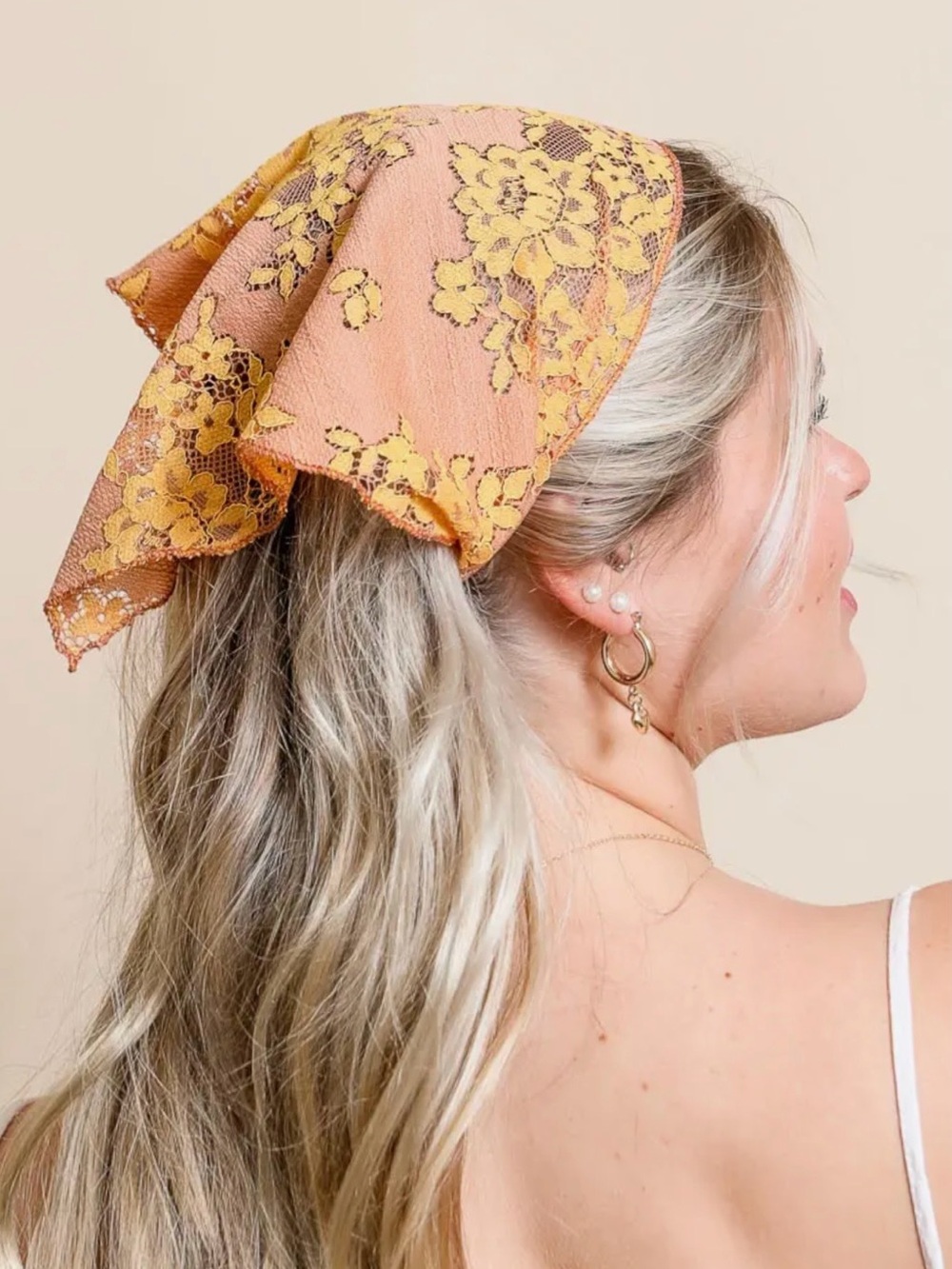 Lace Head Scarf – Orange New with Tags